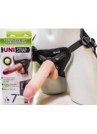 Страпон-унисекс с двумя насадками UNI strap 7  Harness - 19 и 16 см. - LOVETOY (А-Полимер) - купить с доставкой в Энгельсе