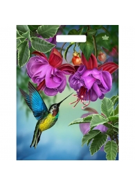 Пакет с принтом в виде колибри в цветах с вырубной ручкой (31х40 см) - Сима-Ленд - купить с доставкой в Энгельсе
