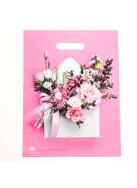 Розовый пакет с цветочным принтом и вырубной ручкой (40х31 см) - Сима-Ленд - купить с доставкой в Энгельсе