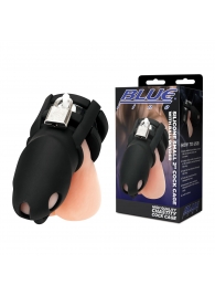 Черная клетка для пениса Silicone Small 2 in Cock Cage With Ball Divider - BlueLine - купить с доставкой в Энгельсе