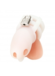 Белая клетка для пениса Silicone Small 2 in Cock Cage With Ball Divider - BlueLine - купить с доставкой в Энгельсе