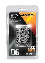 Прозрачная насадка с объёмными чёрточками STAY HARD COCK SLEEVE 06 CLEAR - Blush Novelties - в Энгельсе купить с доставкой