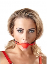 Силиконовый кляп-шар на чёрных ремешках Red Gag silicone - Orion - купить с доставкой в Энгельсе