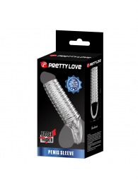 Прозрачная насадка на пенис с ребрышками и подхватом мошонки - Baile - в Энгельсе купить с доставкой