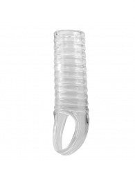 Прозрачная насадка на пенис с ребрышками и подхватом мошонки - Baile - в Энгельсе купить с доставкой