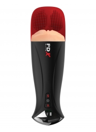 Телесный мастурбатор-вагина в черной колбе с вибрацией Fuck-O-Matic Pro XL - Pipedream - в Энгельсе купить с доставкой