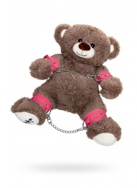 Бондажный набор: бурый мишка с розовыми оковами и наручниками - Pecado - купить с доставкой в Энгельсе