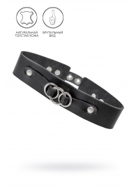 Черный чокер-ошейник со связанными кольцами на подложке - Pecado - купить с доставкой в Энгельсе