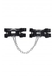 Черные кожаные оковы из двух ремешков - Pecado - купить с доставкой в Энгельсе