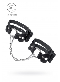 Черные кожаные оковы из двух ремешков - Pecado - купить с доставкой в Энгельсе