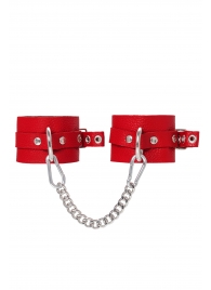 Красные мягкие кожаные оковы с люверсами - Pecado - купить с доставкой в Энгельсе