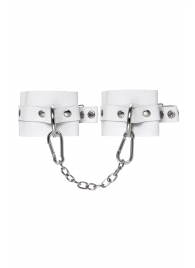 Белые мягкие кожаные наручники с люверсами - Pecado - купить с доставкой в Энгельсе