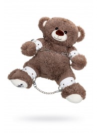 Бондажный набор: бурый мишка с белыми оковами и наручниками - Pecado - купить с доставкой в Энгельсе