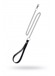 Поводок с ручкой из черной натуральной кожи и карабином для ошейника - Pecado - купить с доставкой в Энгельсе