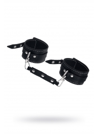 Черные двухслойные кожаные оковы с белой строчкой - Pecado - купить с доставкой в Энгельсе