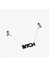 Зажимы на соски с кожаной подвеской Bitch - Crazy Handmade - купить с доставкой в Энгельсе