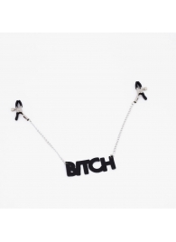 Зажимы на соски с кожаной подвеской Bitch - Crazy Handmade - купить с доставкой в Энгельсе
