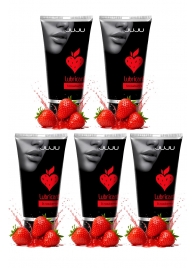 Набор из 5 съедобных лубрикантов JUJU со вкусом клубники - JuJu - купить с доставкой в Энгельсе