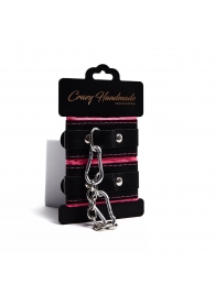 Черно-розовые скругленные наручники с мягкой подкладкой - Crazy Handmade - купить с доставкой в Энгельсе