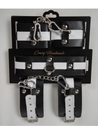 Набор фиксаторов из черной и белой натуральной кожи - Crazy Handmade - купить с доставкой в Энгельсе