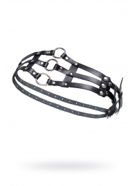 Черный кожаный пояс с кольцами - Pecado - купить с доставкой в Энгельсе