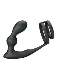 Черный вибростимулятор простаты с фиксацией кольцами - Baile - в Энгельсе купить с доставкой