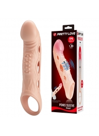 Телесная удлиняющая насадка с рельефом и вибрацией Brad - 21,3 см. - Baile - в Энгельсе купить с доставкой