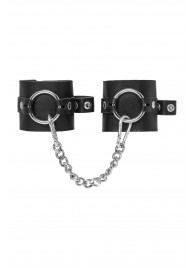 Черные наручники из толстой натуральной кожи с люверсами - Pecado - купить с доставкой в Энгельсе
