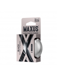 Черные утолщенные презервативы MAXUS Extra Strong с железным кейсом - 3 шт. - Maxus - купить с доставкой в Энгельсе