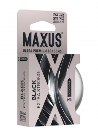 Черные утолщенные презервативы MAXUS Extra Strong с железным кейсом - 3 шт. - Maxus - купить с доставкой в Энгельсе
