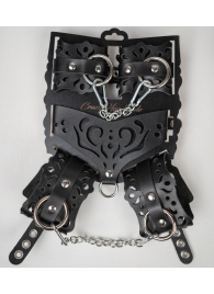 Черный ажурный кожаный набор фиксаций - Crazy Handmade - купить с доставкой в Энгельсе