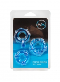Набор из 3 синих эрекционных колец с различным рельефом - Erowoman-Eroman - в Энгельсе купить с доставкой