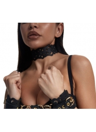 Черный ажурный чокер с золотистой фурнитурой - Crazy Handmade - купить с доставкой в Энгельсе