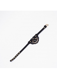 Черный чокер с клепками и золотистой фурнитурой - Crazy Handmade - купить с доставкой в Энгельсе