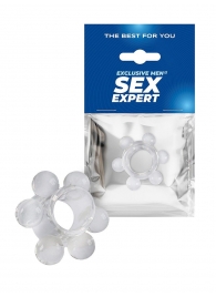 Прозрачное эрекционное кольцо с 6 стимулирующими шариками - Sex Expert - в Энгельсе купить с доставкой