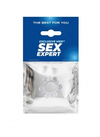 Прозрачное эрекционное кольцо с шариками и шипами - Sex Expert - в Энгельсе купить с доставкой