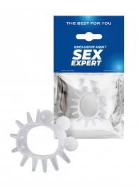 Эластичное эрекционное кольцо с шариками и лучами - Sex Expert - в Энгельсе купить с доставкой