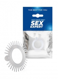 Эластичное эрекционное кольцо с шипиками и шариком - Sex Expert - в Энгельсе купить с доставкой