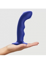 Синяя насадка-стимулятор Strap-On-Me Tapping Dildo Wave - Strap-on-me - купить с доставкой в Энгельсе