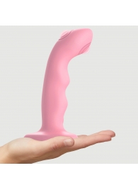 Розовая насадка-стимулятор Strap-On-Me Tapping Dildo Wave - Strap-on-me - купить с доставкой в Энгельсе