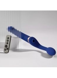 Синий безремневой страпон Multi Orgasm Bendable Strap-On size L с клиторальной стимуляцией - Strap-on-me - купить с доставкой в Энгельсе