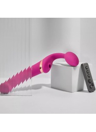 Ярко-розовый безремневой страпон Multi Orgasm Bendable Strap-On size L с клиторальной стимуляцией - Strap-on-me - купить с доставкой в Энгельсе