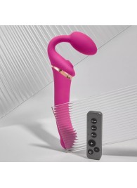 Ярко-розовый безремневой страпон Multi Orgasm Bendable Strap-On size XL с клиторальной стимуляцией - Strap-on-me - купить с доставкой в Энгельсе