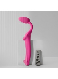 Ярко-розовый безремневой страпон Strap-on-me Vibrating Bendable Strap-On size L - Strap-on-me - купить с доставкой в Энгельсе