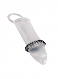 Закрытая насадка на пенис с подхватом мошонки и стимулирующими «ресничками» - Sextaz - в Энгельсе купить с доставкой