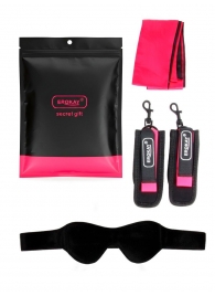 Черно-розовый эротический набор: маска, наручники и повязка - Erokay - купить с доставкой в Энгельсе