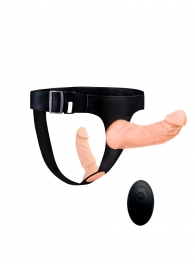 Женский страпон с 2 насадками, вибрацией и пультом ДУ - Erowoman-Eroman - купить с доставкой в Энгельсе