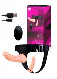 Женский страпон с 2 насадками, вибрацией и пультом ДУ - Erowoman-Eroman - купить с доставкой в Энгельсе