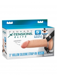 Телесный пустотелый фаллопротез 5’’ Hollow Silicone Strap-On - 14 см. - Pipedream - купить с доставкой в Энгельсе