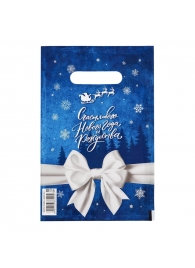Сине-белый подарочный новогодний пакет с вырубной ручкой (20х30 см) - Сима-Ленд - купить с доставкой в Энгельсе